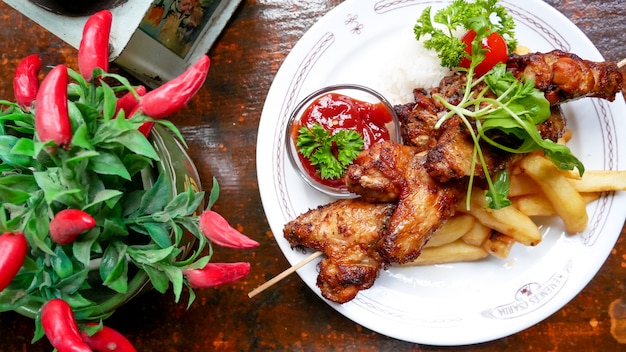 Chicken dish on a restaurant table