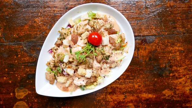 Chicken dish on a restaurant table