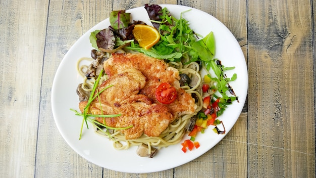 Chicken dish on a restaurant table