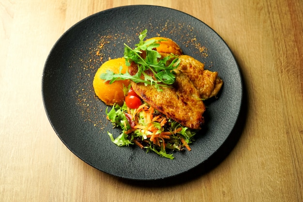 Chicken dish on a restaurant table