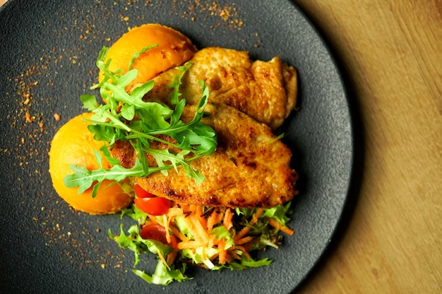 Chicken dish on a restaurant table