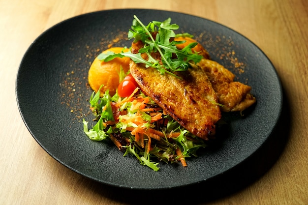 Chicken dish on a restaurant table