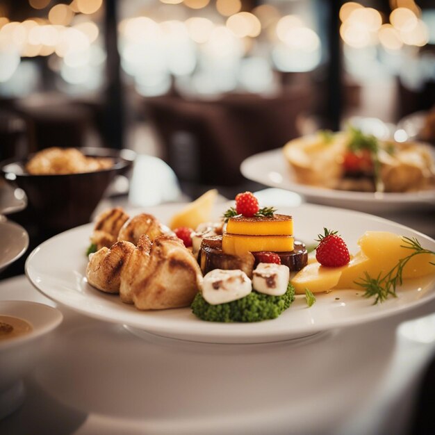 Photo a chicken dish on a restaurant table