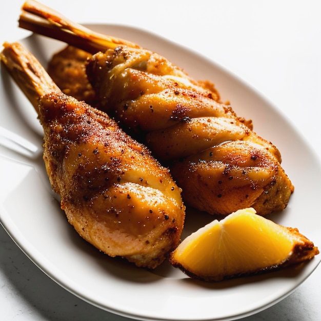 Chicken drumstick fried isolated on white background