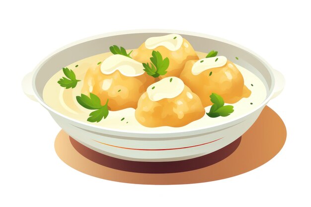 Photo chicken and dumplings icon on white background