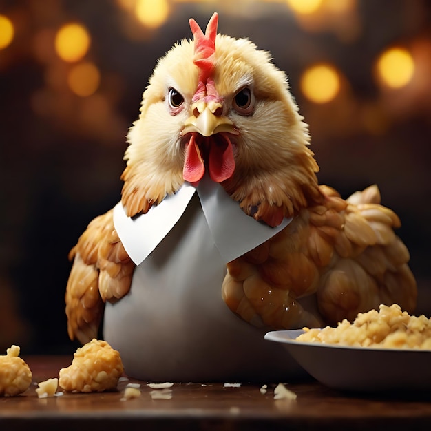 Foto il pollo che mangia kfc