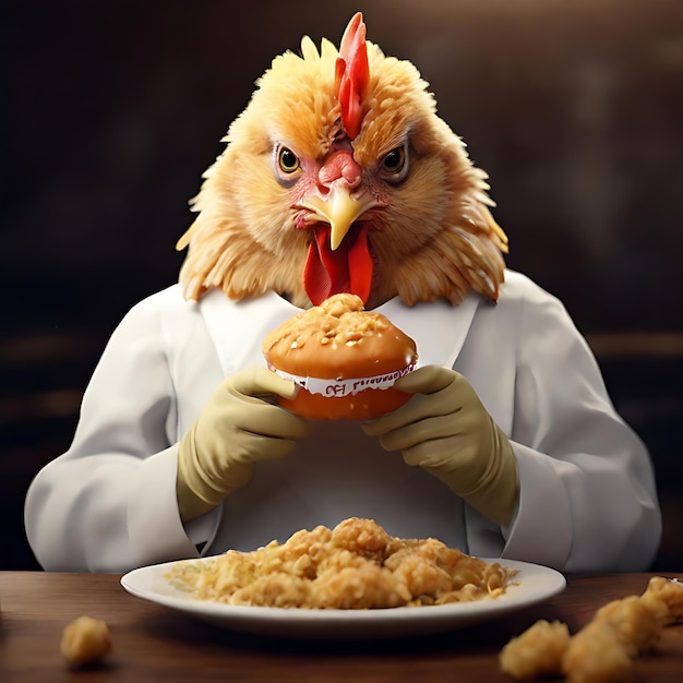 Foto il pollo che mangia kfc