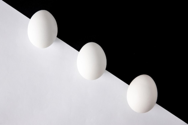 Chicken egg on a black and white background