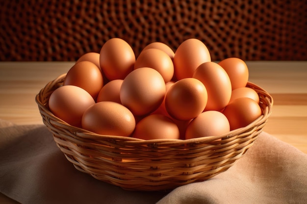 Chicken eggs on basket