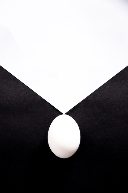 Foto uova di gallina su sfondo bianco e nero