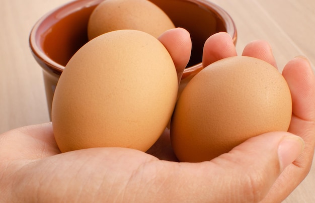 Chicken eggs in a brown bowlEggs are a rich source of selenium an antioxidant important for thyroid