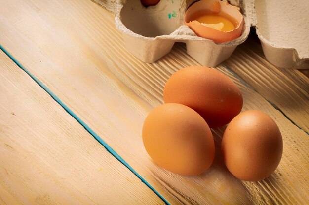 Chicken eggs closeup