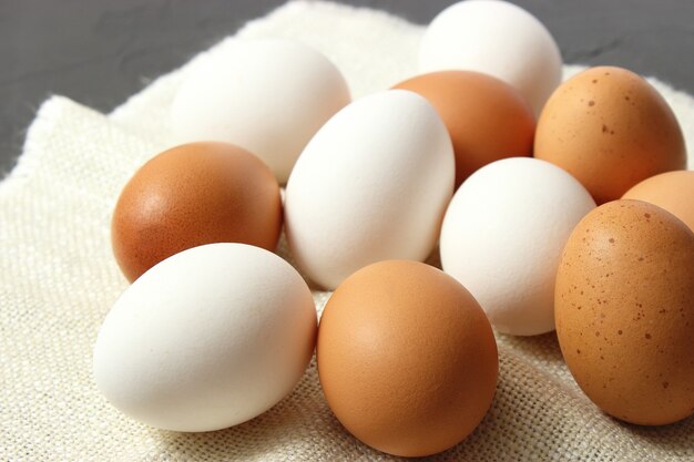 Chicken eggs on the table farm products natural eggs