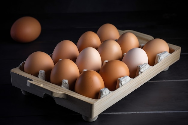 Chicken eggs in a tray AI Generated