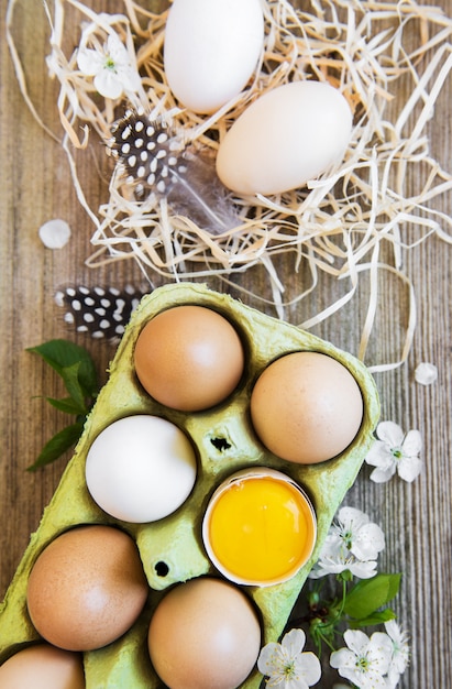 Chicken eggs in tray