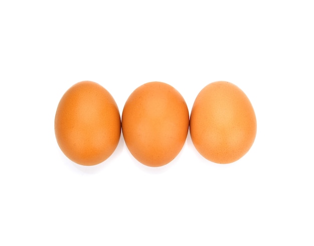 Chicken eggs on white background