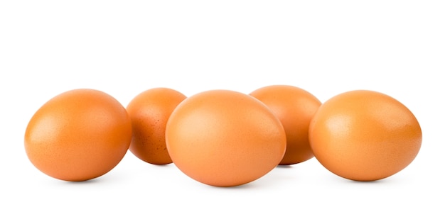 Chicken eggs on a white background