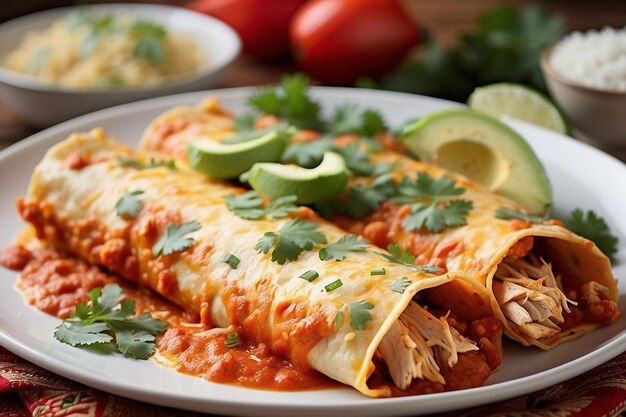 Foto chicken enchiladas mexicaanse voedsel grafiek ar c