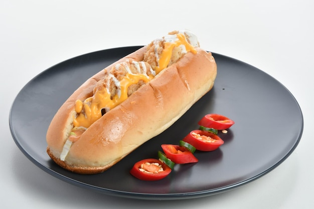 Фото Куриный бутерброд фахита, изолированные на белом фоне