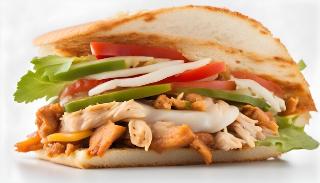 Photo chicken fajita sandwich isolated on a white background