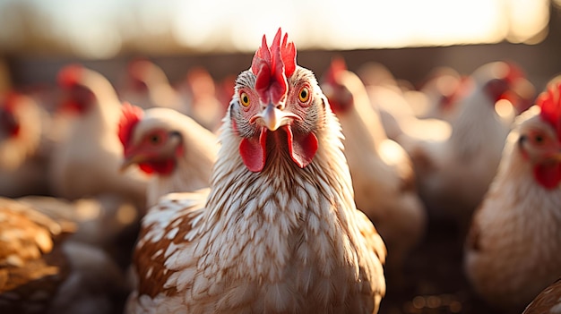 chicken farm closeup view