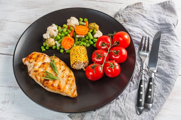 Chicken fillet and boiled vegetables