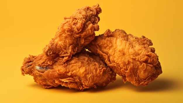 chicken fried on yellow background