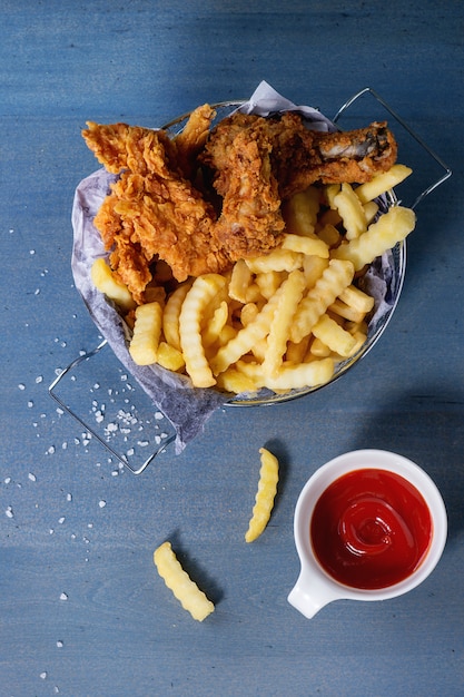 Chicken fries with potatoes