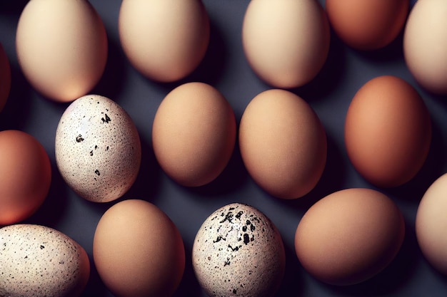 Chicken hatching from egg and smooth oval eggs