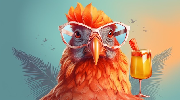 chicken having cocktail