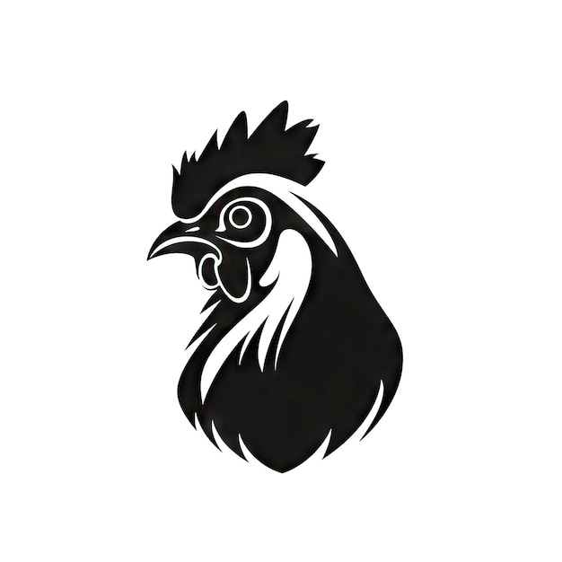 Chicken Head Icon Rooster Silhouette Poultry Farm Logo Hen Symbol Chicken Icon on White Background Generative AI Illustration