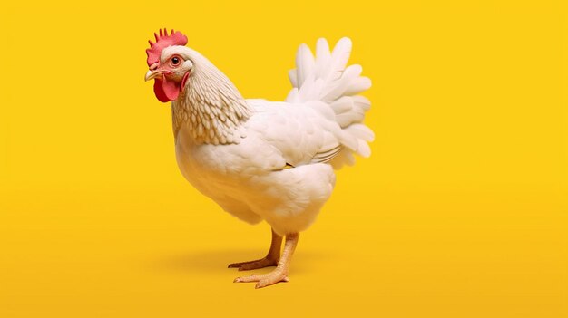 chicken isolated on yellow background