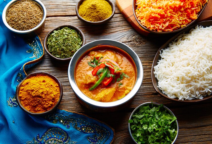 Photo chicken jalfrazy indian food recipe and spices