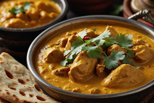 Photo chicken korma and flatbread pairing