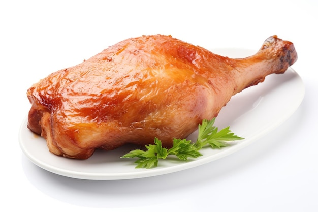 Chicken leg on white background