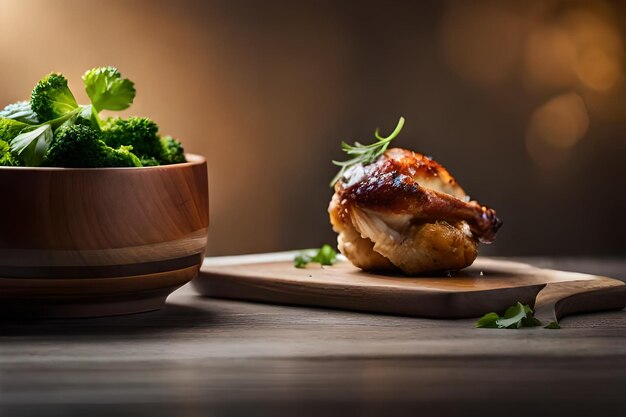 Chicken leg with baked cauliflower and parsley