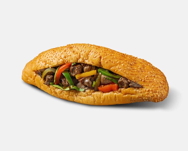 チキンレバーサンドイッチ パンと肉 野菜と肉