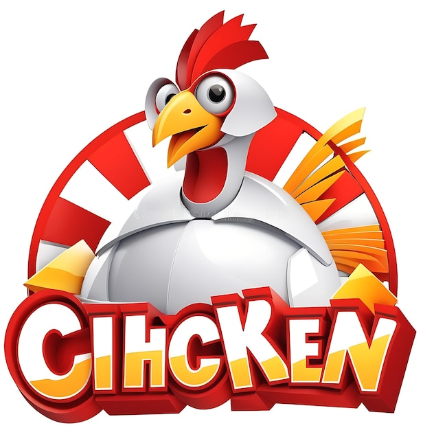 Photo chicken logo cartoon character a funny cartoon rooster chicken