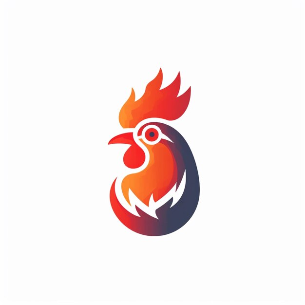 鶏のロゴのベクトルのシンプルなフラット カラーの白の背景