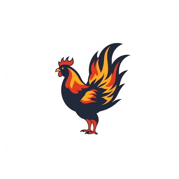 chicken logo vector simple flat color white background