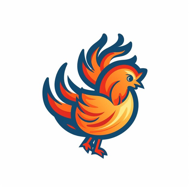 chicken logo vector simple flat color white background