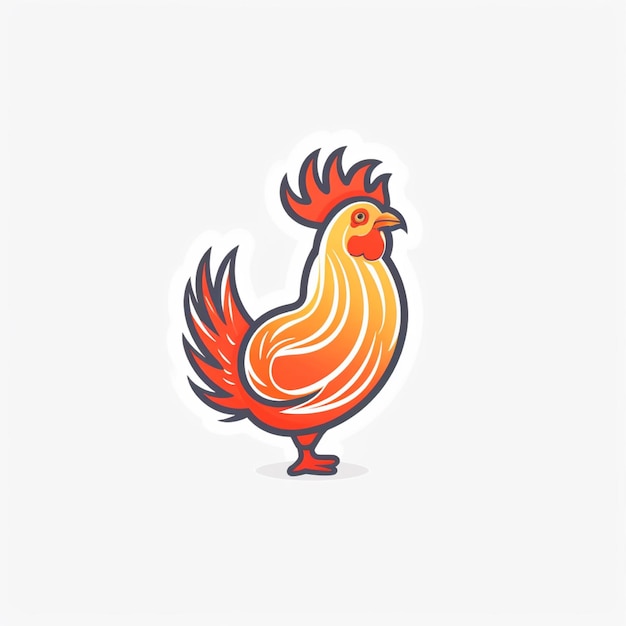 Foto pollo logo vettoriale semplice colore piatto sfondo bianco