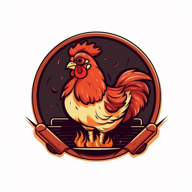 Foto pollo logo vettoriale semplice colore piatto sfondo bianco