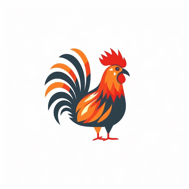 Photo chicken logo vector simple flat color white background