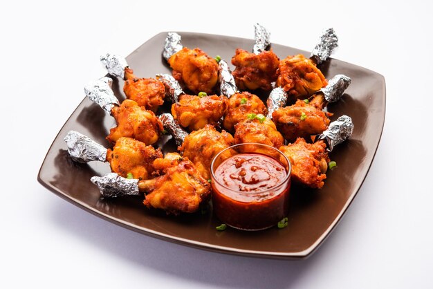 Chicken Lollipop Grilled Tandoori Non Veg With Schezwan sauce Dip Chutney