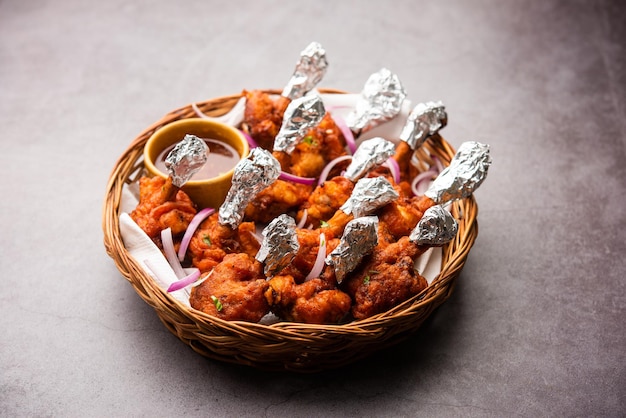 Chicken lollipop is Indian Chinese appetizer which is a frenched chicken winglet