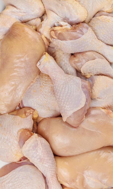 Chicken meat isolate on a white background Selective focus