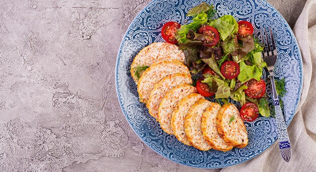 Chicken meat loaf with onion and carrot