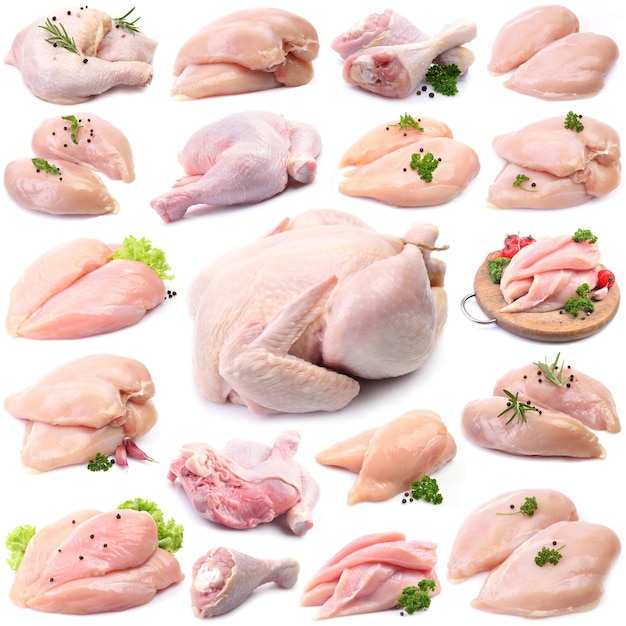 Photo chicken meat on white background