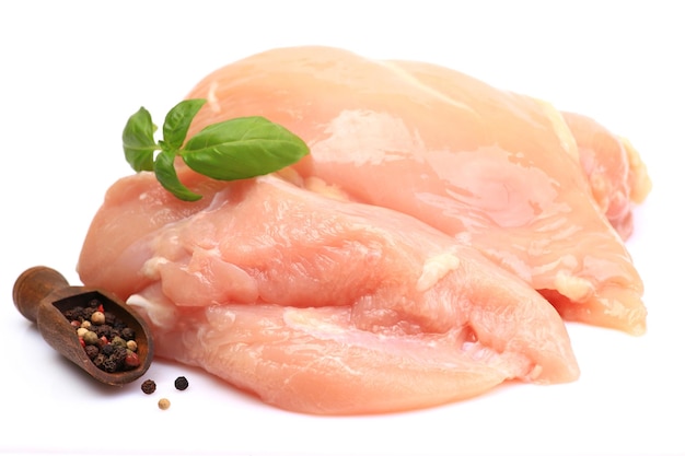 Chicken meat on a white background